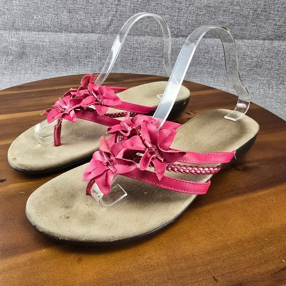 Croft & Barrow Women's Pink Flower Embellished Thong Sandals Size 9.5 - Picture 3 of 14